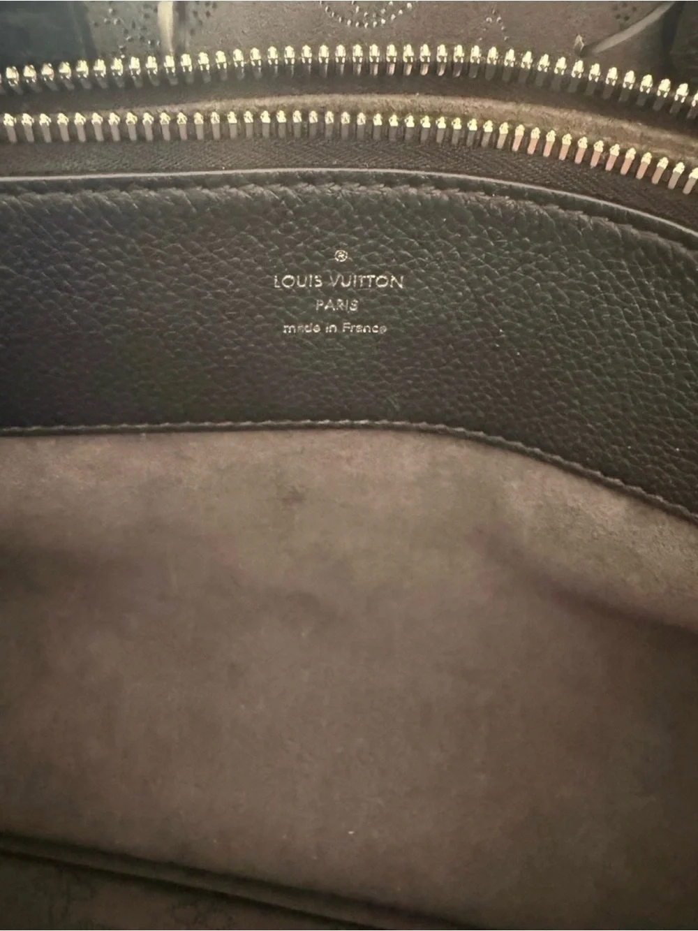Louis Vuitton Bella Tote Black Monogram Perforated Tote with Chain Accent